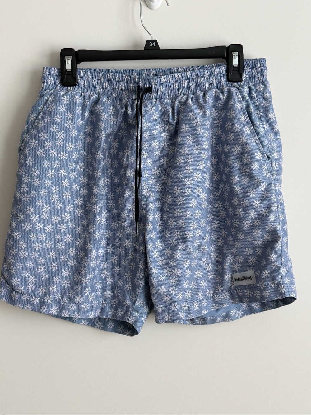 Kulani Kinis Blue Daisy Floral Swim Shorts Medium